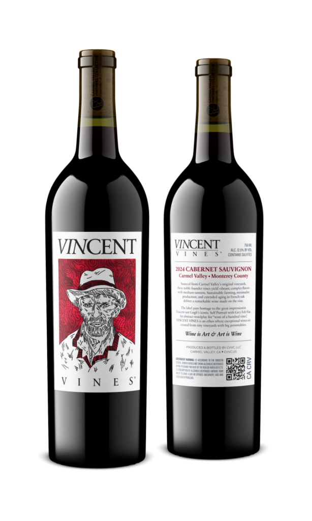 Front and back label of VINCENT VINES Cabernet Sauvignon