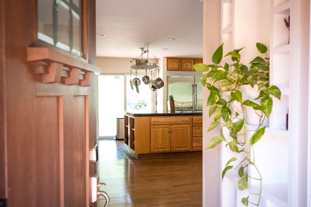 Looking through front door into kitchen at Vineyard Chateau